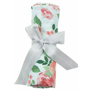 Angel Dear Luxurious Soft Swaddle Baby Blanket - Large 47x47" Blue Green Floral